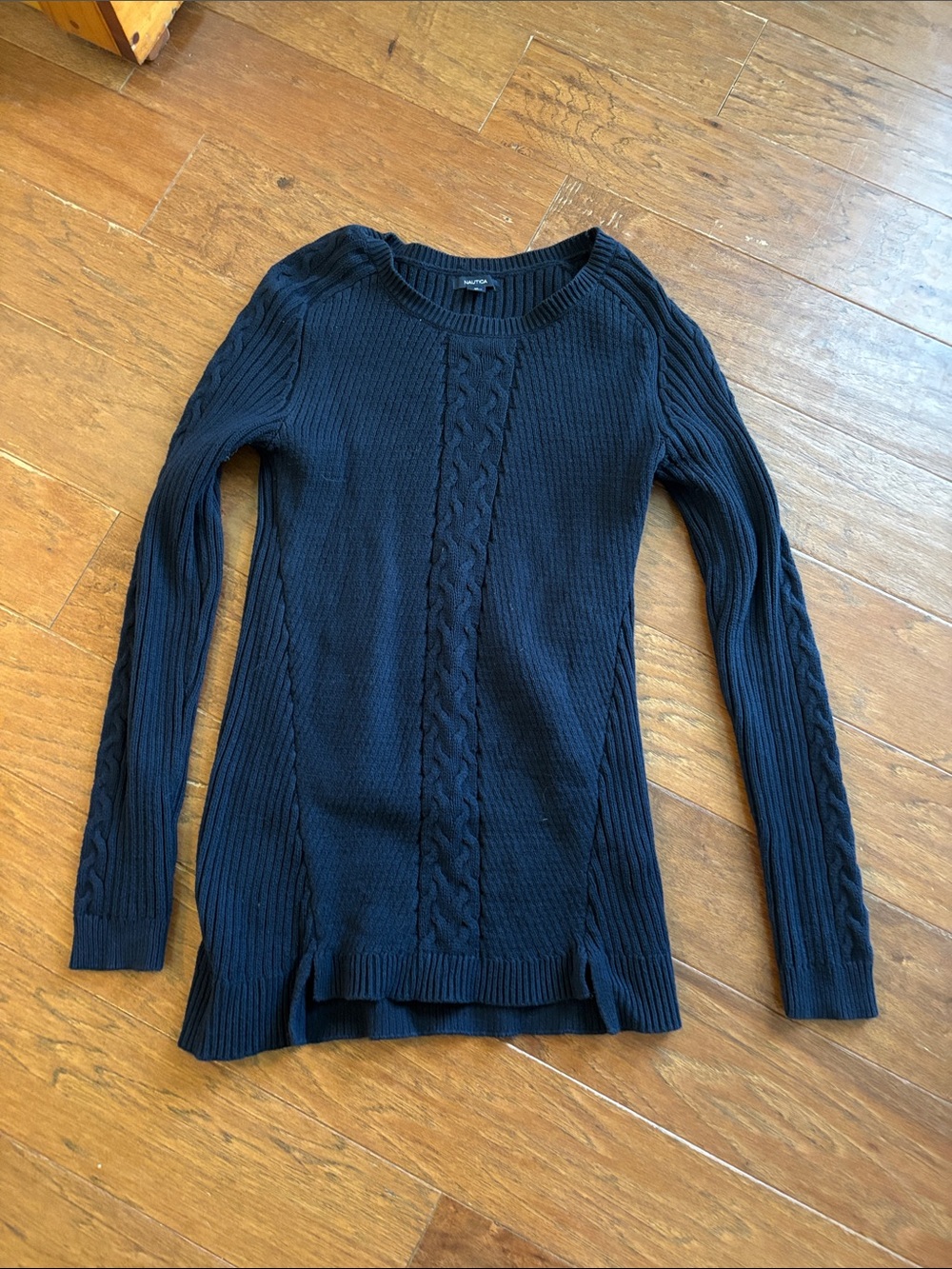 Women's Navy Nautica Cable-Knit Sweater